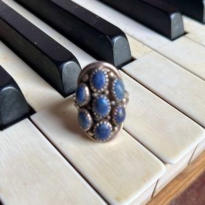 Vintage Navajo Artisan Denim Lapis Sterling Silver Ring